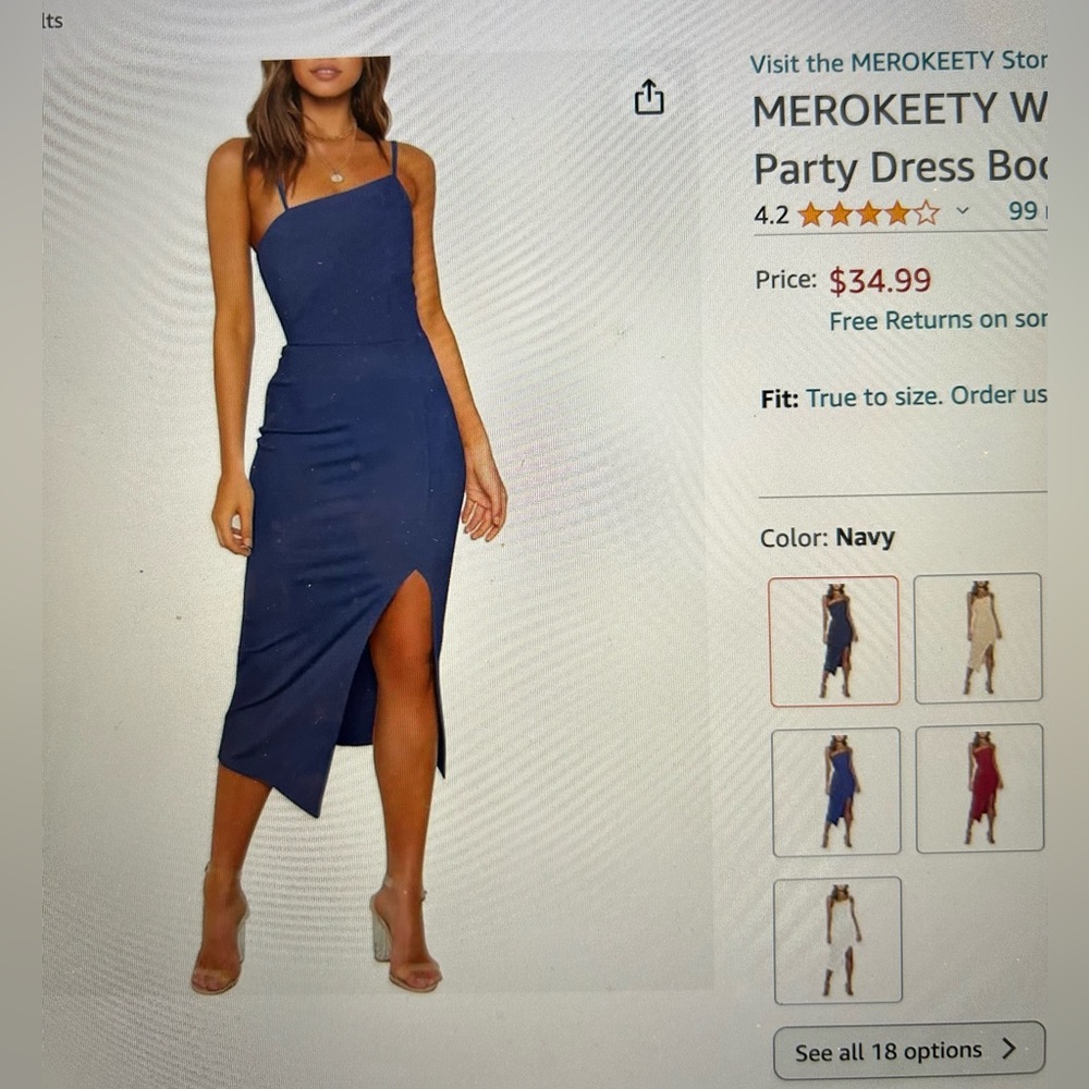 Asymmetrical navy blue midi dress!